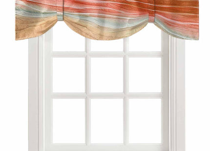 RisQiten Burnt Orange Ombre Coastal Tie Up Valance Curtains for Windows, Summer Nautical Beach Kitchen Curtains Window Treatments, Ocean Seaside Short Window Valances for Bedroom Bathroom 54"x18"