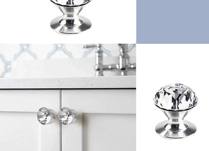 Elistonie Self-Adhesive Crystal Knobs Self Stick Diamond Shaped Crystal Pulls Mirror Doors Knobs Drill Free Handle for Medicine Cabinet Glass Sliding Doors Cupboard Fish Tank Lid Terrarium