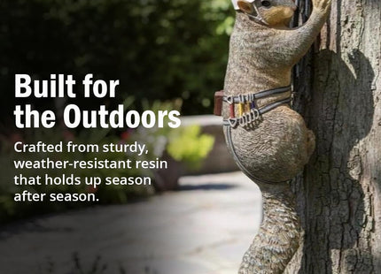 What ON Earth Climbing Squirrel Figurine - Garden Decor for Outside, Yard Art Squirrel Gifts, Funny Tree Climber Statue Outdoor Decor