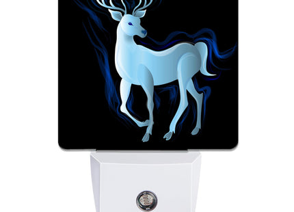 Jopowide Blue Deer Night Light, Northern Lights Night Lights Plug into Wall Decor for Bedroom, Bathroom, Hallway, Kitchen, Dusk to Dawn Sensor Nightlights for Women Men Room Gifts