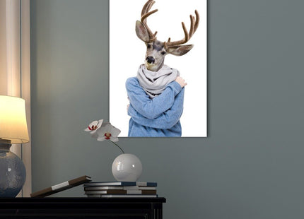 wall26 - Mr Animal Series Canvas Wall Art - Mr Deer - Gallery Wrap Modern Home Art | Ready to Hang - 32x48 inches
