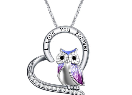 YFN Owl Necklace Sterling Silver I Love You Forever Heart Owl Gifts for Women
