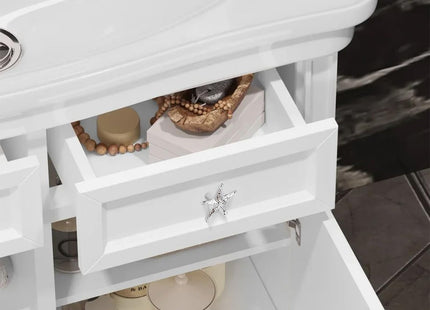 Brosay 4 Pcs Starfish Cabinet Knobs Coastal Nautical Drawer Pulls (Silver)