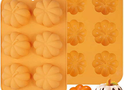 Webake Pumpkin Cake Mold Silicone 3D Pumpkin Cupcake Pan for Baking Dessert Mousse Mold Tray for Halloween Thanksgiving (2 PCS)
