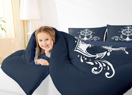Erosebridal Nautical Anchor Bedding Set, Ocean Sailboat Navy Blue