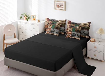 Feelyou Rustic Cabin Bear Deer Comforter Set with Sheets 7 Piece Twin Size Wild Animal Bedding Set for Kids Boys Girls Hunting Theme Bed in a Bag Western Farmhouse Room Decor Soft Microfiber