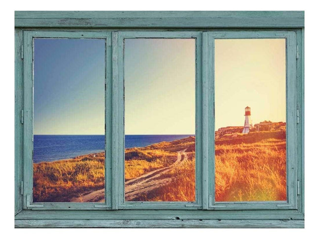 wall26 - Lighthouse overlooks The Ocean Down a Windy Path on a Seaside Knoll - Wall Mural, Removable Sticker, Home Decor - 36x48 inches