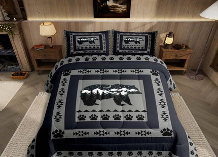 Feelyou Western Rustic Bear Comforter Set Twin for Kids Boys Girls Bedding