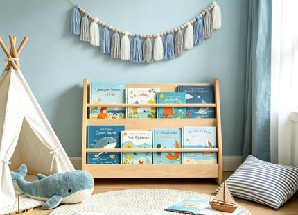 DrCor Coastal Blue White Tassel Garland – Boho Decor