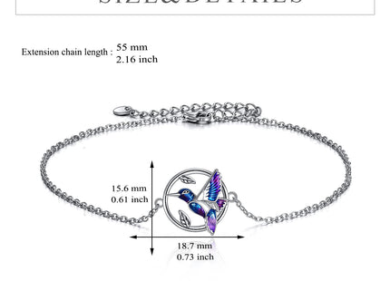 YFN Hummingbird Bracelet Gifts for Women Sterling Silver Hummingbird Bracelet Jewelry for Women