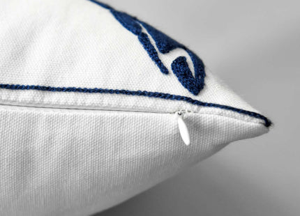 DECOPOW Embroidered Crab Throw Pillow Cover,Square 18 Inches Decorative Crab Canvas Pillow Cover for Nautical Style Deco by (Navy-Crab-New)