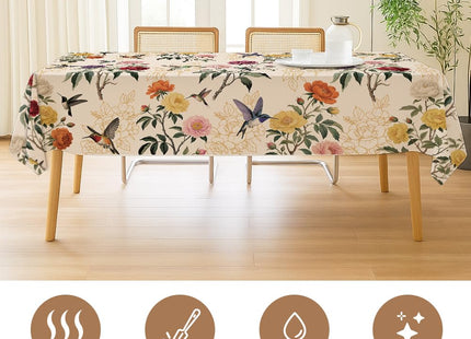 ANATTASOUL Hummingbird & Peony Rectangle Tablecloth for Dining Table