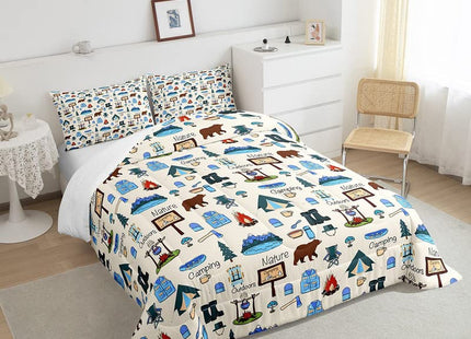 Feelyou Bear Bedding Set Boys Wild Animal Comforter Set for Kids Teens Nature Wildlife Bear Bedding Set