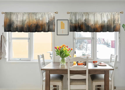WSPNBB Abstract Curtain Valance for Windows 2 Pack Brown Wood Grain White Cloud Forest Rod Pocket Window Treatments Short Curtains for Kitchen Windows Bathroom Bedroom 54x18 Inch