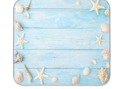 Seashells Starfish Dish Drying Mat for Kitchen Counter Super Absorbent Dish Mat Drying Kitchen Mat 16X18 inch Dish Drying Matt for Kitchen Dish Drying Mat