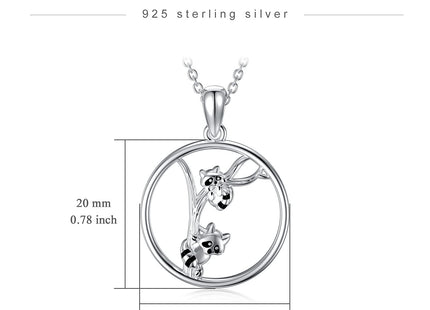 MEIDERBO Raccoon Necklace 925 Sterling Silver Sister Mother Daughter Raccoon Pendant Necklace Friendship Raccoon Jewelry Gifts for Mom Sister Best Friend