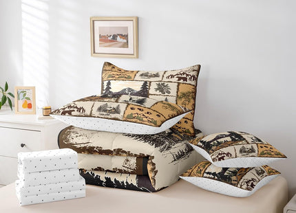 Feelyou Cabin Deer Wild Comforter Set Twin Size Kids Boys Girls