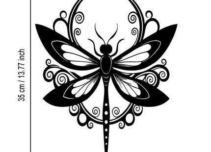 LIYOUYA Dragonfly Metal Wall Decor - Animal Decor Black Floral Dragonfly Wall Art Home Decor for Living Room, Bedroom, Patio, Garden (Black)