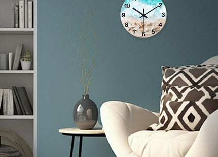 XNM Modern Coastal Glass Wall Clocks Battery Operated 12 Inch