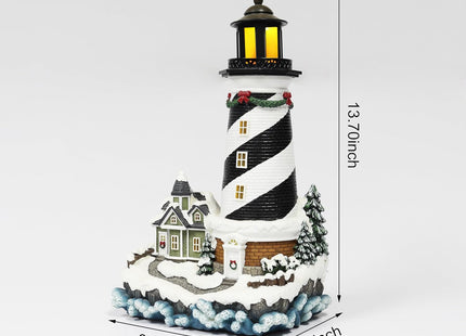 MOMENTS IN TIME 13.7”H Lighthouse - LED Lights, Adapter Included Christmas Village - Hand-Painted Polyresin