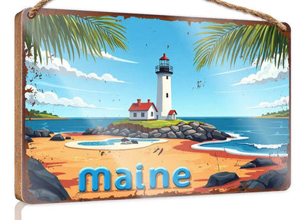 AFGD Western Kitchen Decor Wooden Sign Plaque/Wooden Board & Aesthetic Desk Accessory - Small Decor For Shelves | No Entry, Maine Coastal Lighthouse Serenity