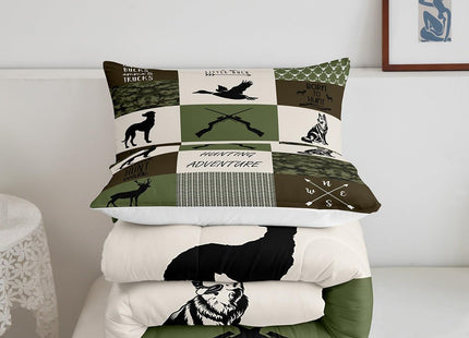 Feelyou Camo Duck Hunting Comforter Set for Girls Boys Hunting and Fishing Comforter Geometric Plaid Bedding Set Dog Hunter Duvet Set Wild Animal Twin Size 2Pcs Quilt Set