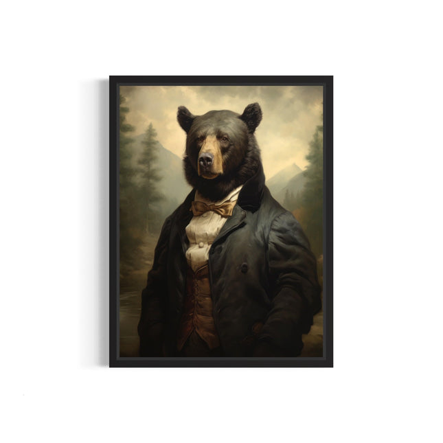 Black Bear Vintage Portrait Unframed Poster Art Print, Classic Animals Wall Decor Home Art for Bedroom, Mancave Painting, Living Room Bedroom 35 (Black Bear, 10"L x 8"W, Unframed)
