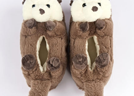 ooohyeah Otter Plush Slippers for Women, Funny Cozy Warm Slippers with Grippers, Abe the Otter, size 5-6