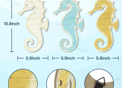 Putuo Decor 3-Piece Seahorse Wall Decor Set - Ocean Themed Wall Art for Bedroom, Living Room, Bathroom & Coastal Spaces