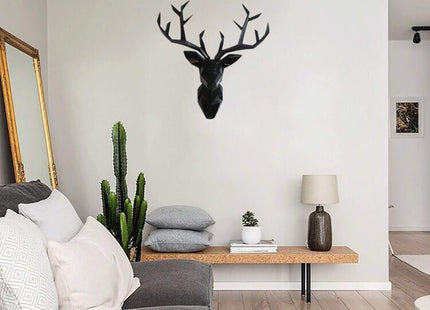 YJ Home Deer Head Wall Art - Geometrial Deer Head Sculpture Home Decor (Black, XL)
