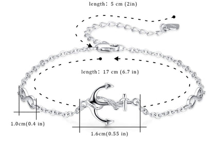 CUOKA MIRACLE 925 Silver Anchor Bracelet for Women Nautical Jewelry Gifts