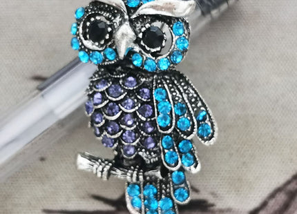Exquisite Rhinestone Owl Brooch Cute Animal Full Crystal Owl Brooch Pin for Women Christmas Enamel Xmas Party Decor Gift (L:Anti-silver Owl)