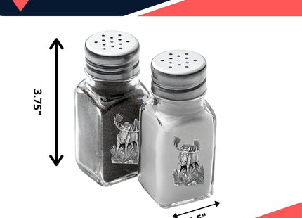 Heritage Pewter Moose Salt and Pepper Shaker Set of 2 Bottles | Expertly Crafted Pewter Glass