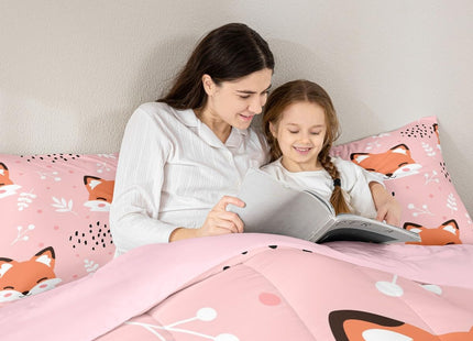 Feelyou Cartoon Fox Bedding Set Cute Fox Printed Comforter Set Nature