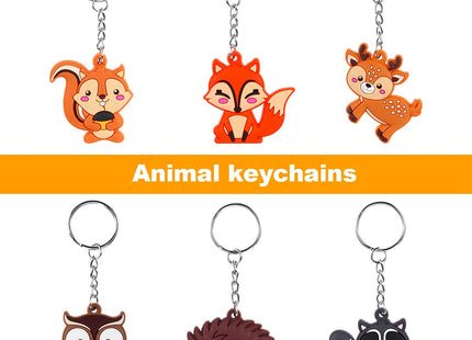 iMagitek 24 Pack Woodland Animal Keychains for Woodland Party Supplies, Birthday Party Bag Fillers, Birthday Gifts, Woodland Animals Lover Gifts , Woodland Party Return Gifts