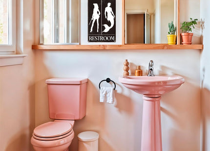 UBIMKW Restroom Metal Tin,Mermaid Nautical Pirate Sign