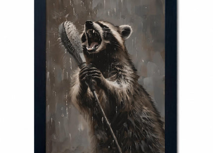 NALEPS Raccoon Bathroom Framed Wall Art,Funny Raccoon Wall Decor,12x16 In