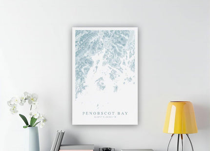 DUYIGCR Penobscot Bay Maine Map, Coastal Canvas Poster Bedroom Sports Landscape Office Room Decor Gift Frame 12" L X 18" W