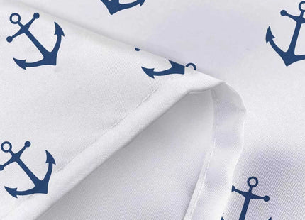 DYNH Nautical Anchor Extra Long Shower Curtain for Bathroom, Navy Blue White Beach Coastal Beachy Fabric Shower Curtains Set Decorative, Men Boys Kids Restroom Decor Accessories 72X84 Inch