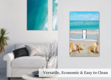 Donecmminery Decorative Light Switch Cover Seashells Beach Starfish Scallop 1 Gang Single Toggle Device Electrical Faceplate Switchplates Decorator Outlet Wall Plate For Bathroom Home Decor