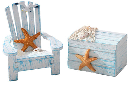 AzsVbvs 2 Pack Wooden Handmade Mini Chair Box Beach Decor Nautical Theme Decoration for Home Office Desk (Starfish)