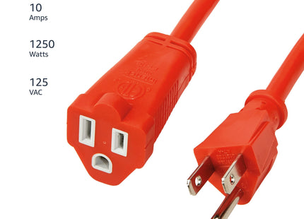 Amazon Basics 100 Foot 3-Prong Vinyl Indoor/Outdoor Extension Cord, Long Power Cord, Grounded Plug for Safety, Moisture Resistant, 10 Amps, 1250 Watts, 125 VAC, Orange