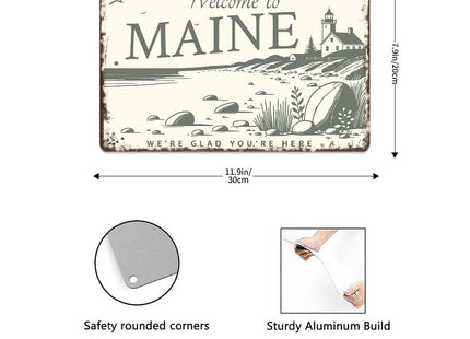 Funny Signs Metal Tin Poster 8x12inch Welcome - Maine Home Wall Art Decoration Painting For Home Yard Sign Outdoor Lawn Garden Office Decor