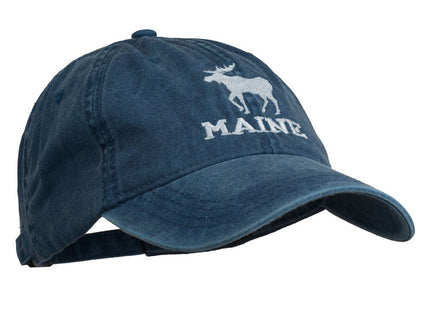 e4Hats.com Maine State Moose Embroidered Washed Dyed Cap - Navy OSFM