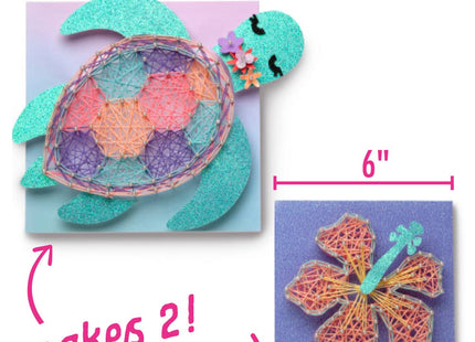 Craft-Tastic — String Art Sea Turtle for 2 Fun Craft Projects — Sea Turtle and Hibiscus Flower — Ages 10+