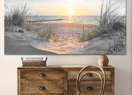 Yxbhhym-Black and White Sunset Beach Wall Art Coastal Room Decor Ocean Picture for Living Room Wall Art Bedroom Seascape Artwork Prints Sea Scene Painting Modern Bathroom Office Decor