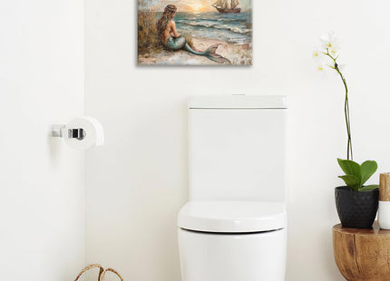 Trulave Mermaids Bathroom Wall Art Beach Ocean Sailboat Picture Decor 16x12