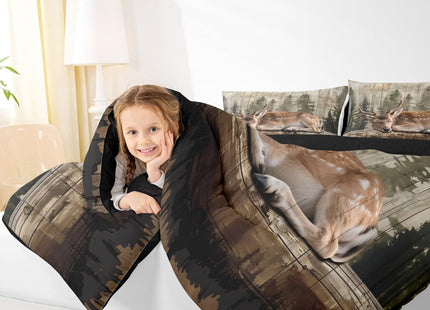 Feelyou Deer Comforter Set Hunting Bedding Set for Kids Boys Girls Wild Animal Comforter Rustic Cabin Quilt Set Bedroom Collection 2Pcs Toddler Size