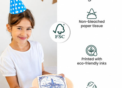 Cocktail Paper Napkins, 40pcs Decorative Napkins (Blue Tile Lighthouse)