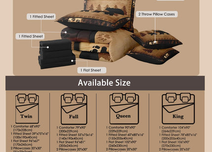 Feelyou Bear Comforter Set King Size 7 Pcs Cabin Lodge Bed in a Bag Rustic Wild Animals Bedding Farmhouse Hunting Bed Set with Sheets, Pillowcases, Pillow Covers